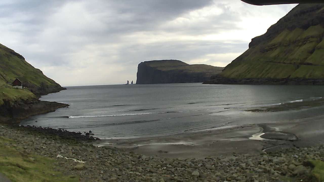 View of Tjornuvík and sea stacks Risin & Kellingin